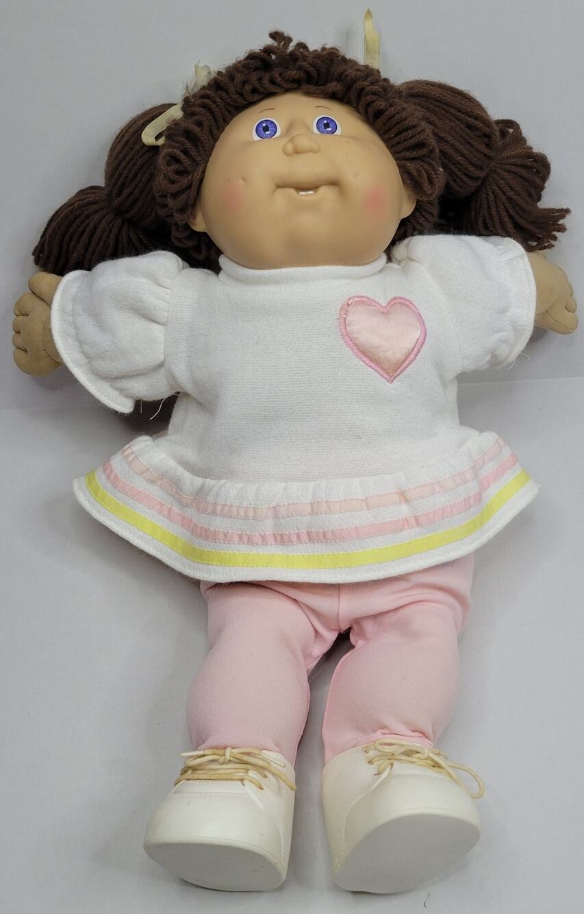 VTG Cabbage Patch Doll Head mold #10 Brown Pigtails Blue Eyes Girl Dimples 1986